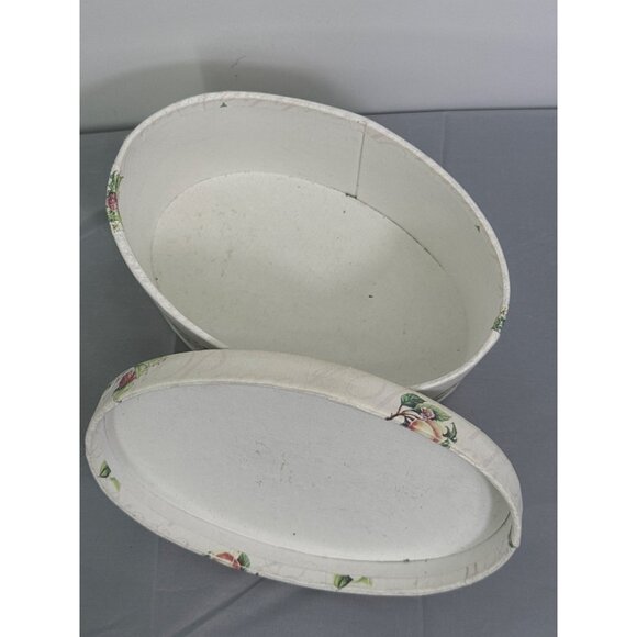 Decorative Floral Oval Jewelry Storage Trinket Vanity Box Storage Container - Picture 7 of 9